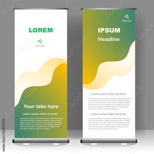 Business Roll up banner luxury vertical template design, for brochure, business, flyer, infographics. modern x-banner and flag-banner advertising. vector illustration