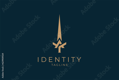 Abstract initial letter A and sword combination. flat design logo template, vector illustration