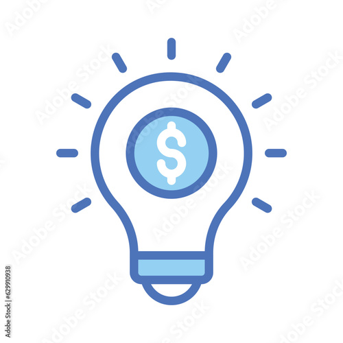 Dollar inside bulb depicting innovative idea, financial idea icon design
