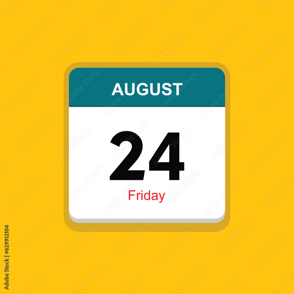 friday 24 august icon with yellow background, calender icon