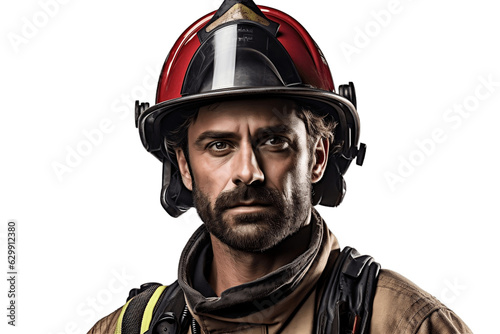 Firefighter with Helmet on Transparent Background. AI © Usmanify