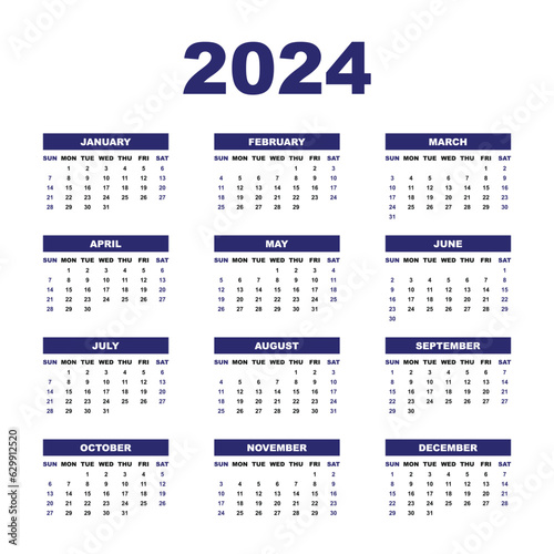blue 2024 calendar vector design