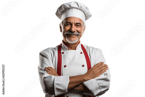 Happy Chef Crossed Arms Isolated on Transparent Background. AI