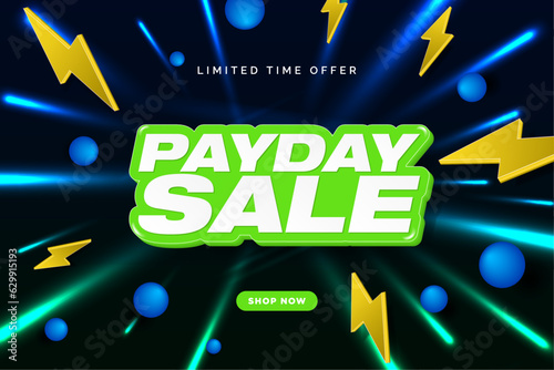Payday Sale Banner with shop now button. Limited Time Offer. Vector Illustration. EPS 10.