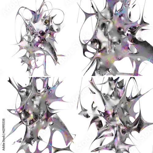Abstract chrome shape a sci fi sculpture for digital art