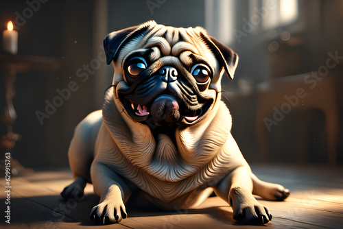 Happy Pug Generative AI.