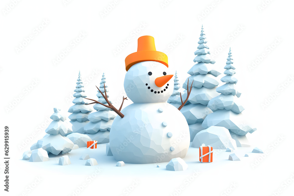 Obraz premium Snowman 3d animation Made with Generative AI