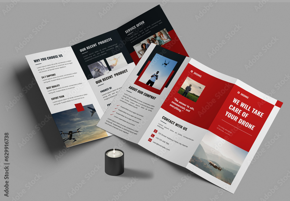 Drone Service Trifold Brochure Stock Template Adobe Stock