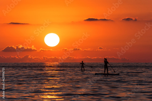 Photography People surfing with a paddle in the sea