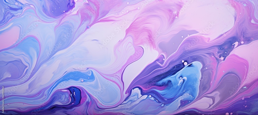 Swirl liquid marble ink texture background. Purple pink blue colors. Generative AI technology.