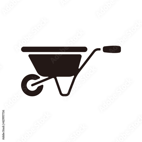 Wheelbarrow icon.Flat silhouette version.