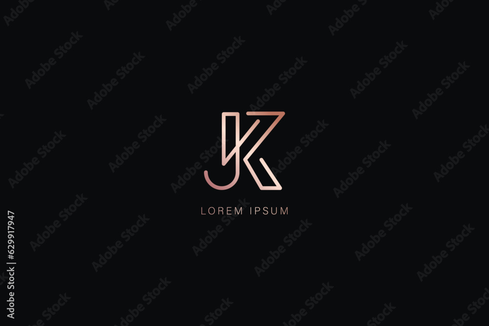 Obraz premium minimalist jr letter fashion brand design modern style creative golden wordmark design typography illustration, jr lettering, jr logo