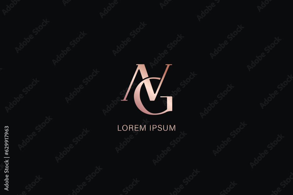Ng Lettering luxury ng letter fashion brand design modern style creative golden ...