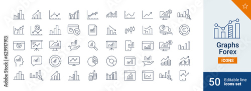 Graphs icons Pixel perfect. Diagrams, data, finance, ....