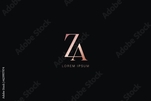 minimalist Za letter fashion brand design modern style creative golden wordmark design typography illustration, az lettering, za logo