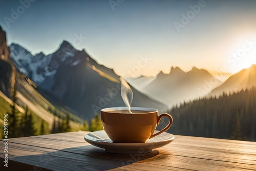 cup of coffee on mountain