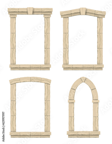 Vintage stone window frames set