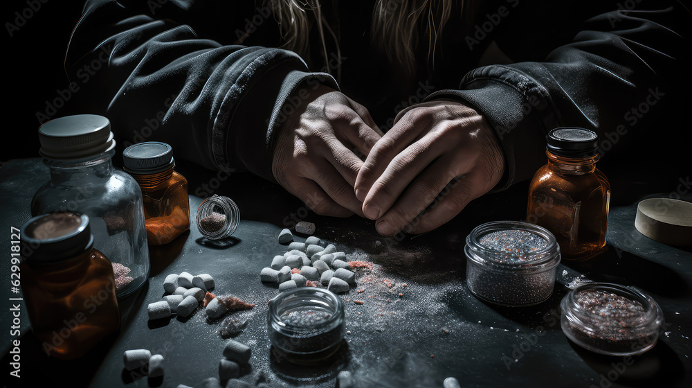 The Haunting Reality of Drug Addiction - obrazy, fototapety, plakaty 