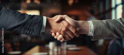 Businessman partnership agreement background. Success business teamwork. Generative AI technology.