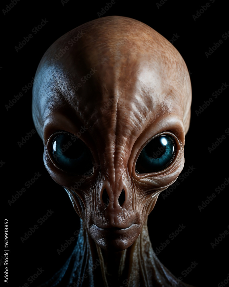 Alien on black background