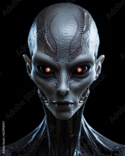 Alien on black background