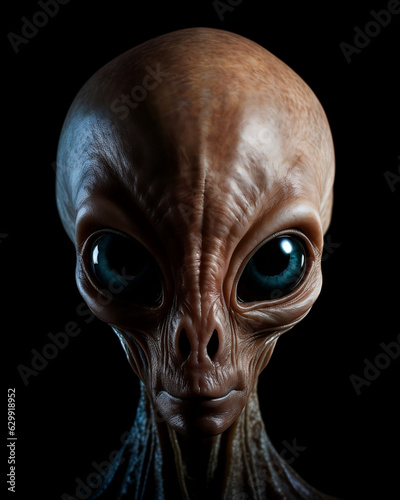 Alien on black background