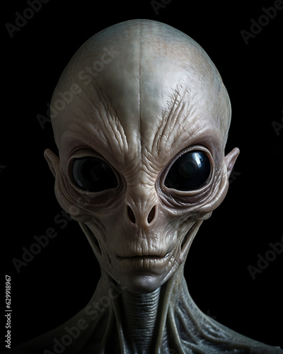 Alien on black background