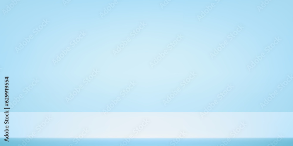 Empty pastel blue studio room background. Space for selling products on the website. Template mock up for display of product. Vector illustration.
