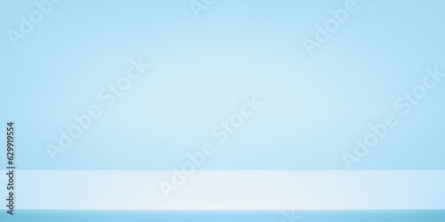 Empty pastel blue studio room background. Space for selling products on the website. Template mock up for display of product. Vector illustration.