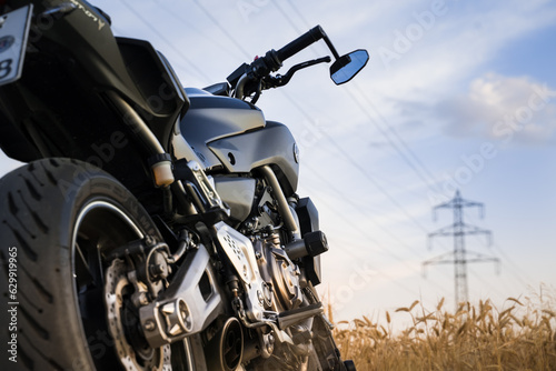 Yamaha motorcycle in a cornfield photo