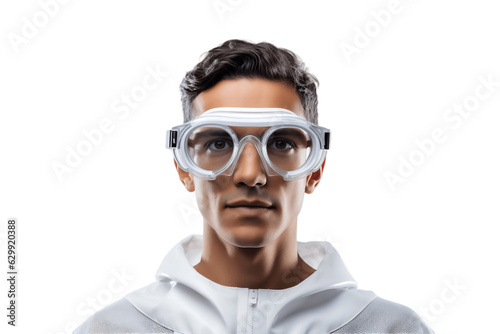 Scientist Wearing Safety Goggles on Transparent Background. AI
