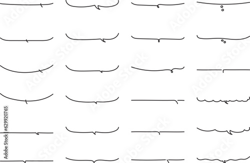 ベクターのかわいい手書きの下線ふきだしセット　黒　あしらい　シンプル　Black handwritten vector speech bubble set