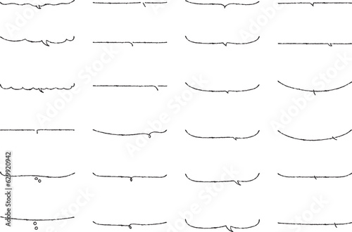 ベクターのかわいい手書きの下線ふきだしセット　黒　あしらい　シンプル　Black handwritten vector speech bubble set
