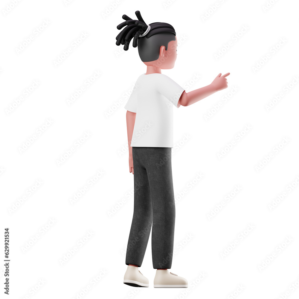 3D Character Pointing 3D Illustration on isolated Background PNG