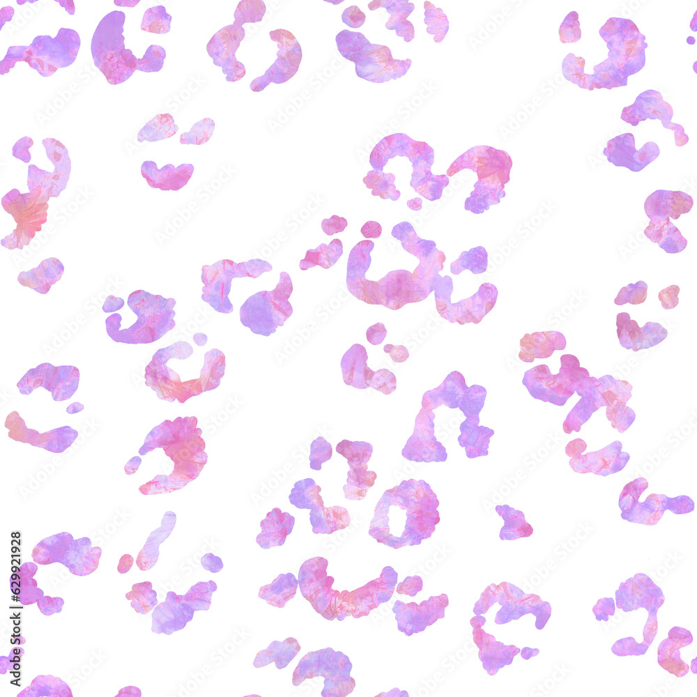 Abstract watercolour leopard print pattern with lots of white negative space. Seamless repeat pattern