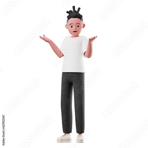 3D Character Confused 3D Illustration on isolated Background PNG