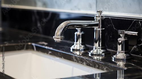 an elegant sink and a modern faucet, capturing the smooth curves and intricate design details.