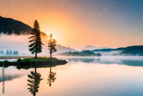sunrise over lake © Mohammad