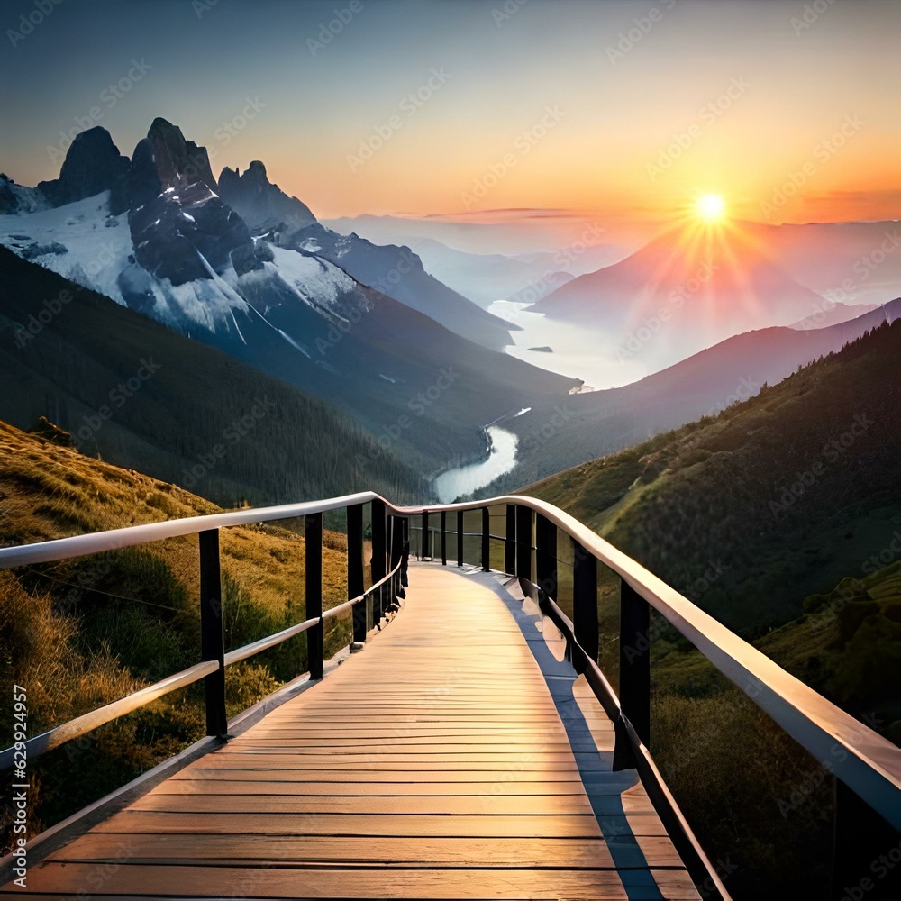 Obraz premium sunset in the mountains created using generative AI tools