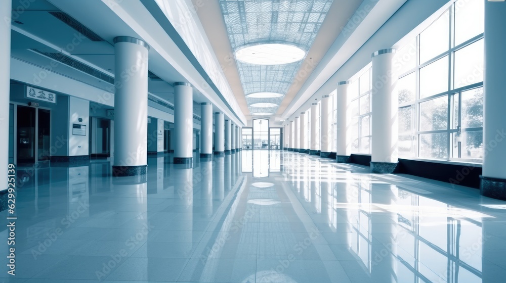 Obraz premium Hall of business building with light from window, Modern architecture.