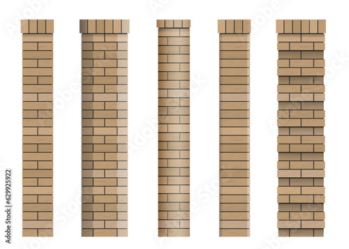 Set of textures of brick classical columns