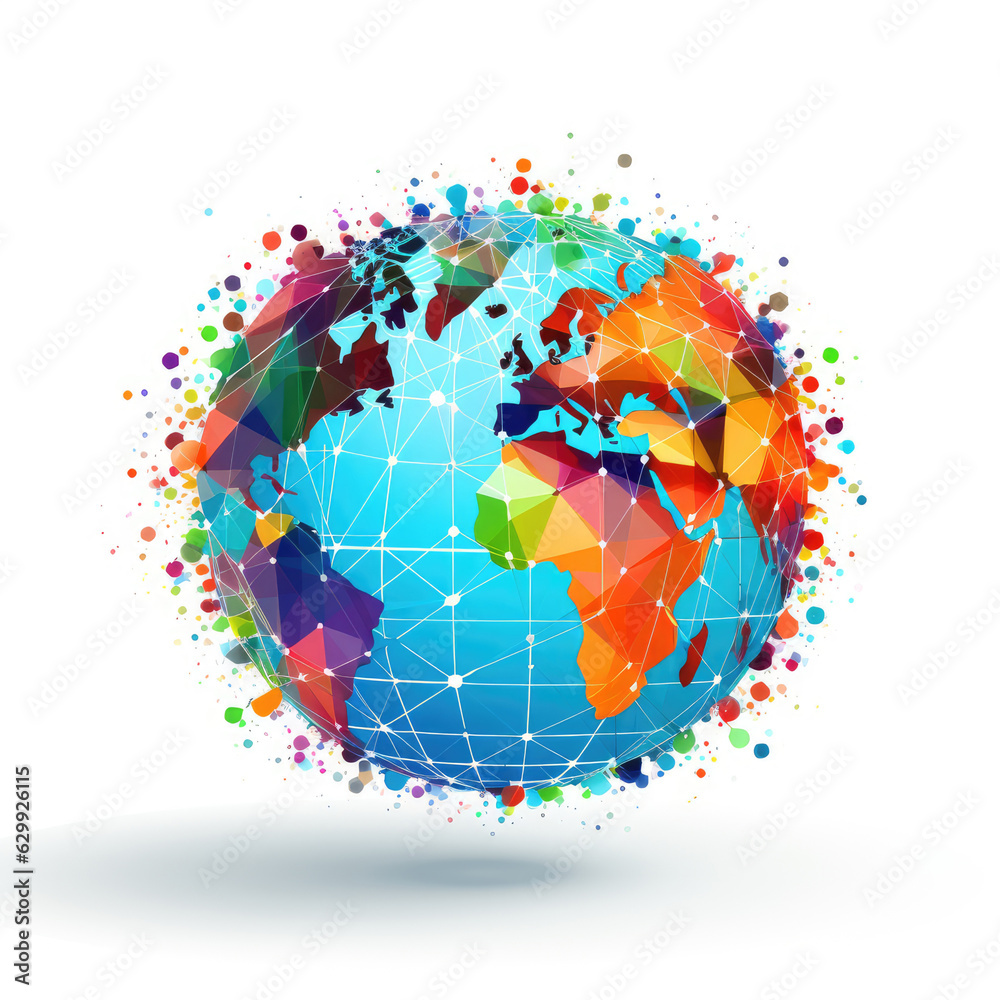 Fototapeta premium Globe with world map. Global business concept. created by generative AI technology.
