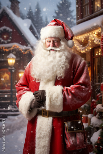 Santa Claus in a snowy Christmas village © Guido Amrein