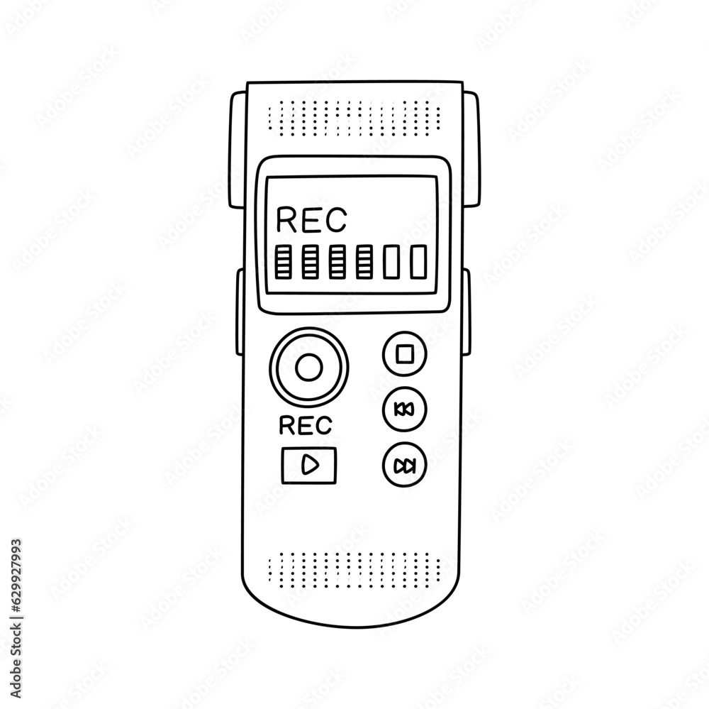 Vector hand drawn portable voice recorder icon. Voice Recorder Doodle style