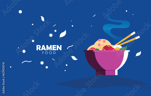 Flat noodle ramen graphic vector illustration