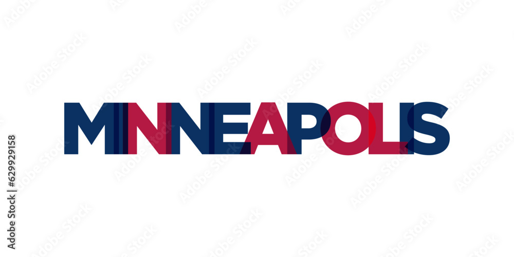 Minneapolis, Minnesota, USA typography slogan design. America logo with graphic city lettering for print and web.