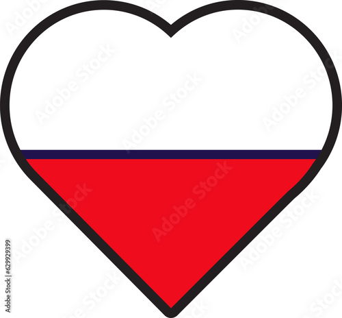 Poland Flag Festive Patriot Heart Outline Icon