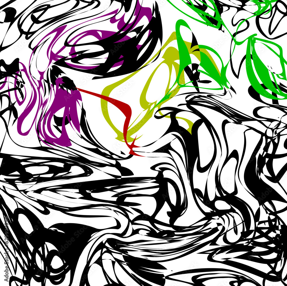 Obraz premium Spilled colored paint with elongating spots