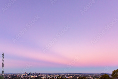Brisbane city with purple sky dusk photo