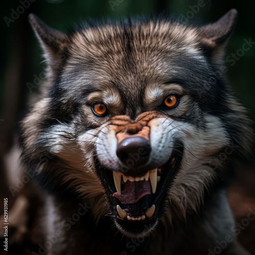 A large wolf snarling at the camera © Guido Amrein